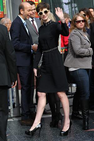 Anne Hathaway attends the Hugh Jackman Hollywood Walk Of Fame Ceremony in Hollywood December 13-2012 
