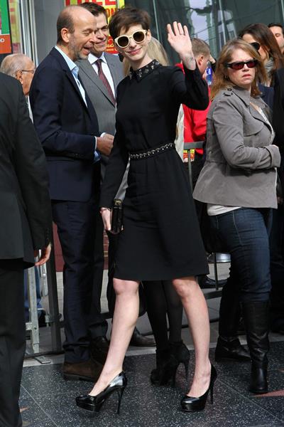 Anne Hathaway attends the Hugh Jackman Hollywood Walk Of Fame Ceremony in Hollywood December 13-2012 