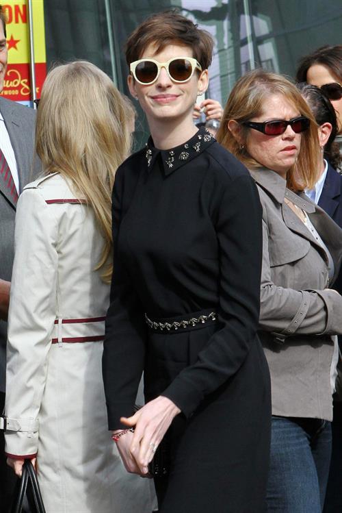 Anne Hathaway attends the Hugh Jackman Hollywood Walk Of Fame Ceremony in Hollywood December 13-2012 