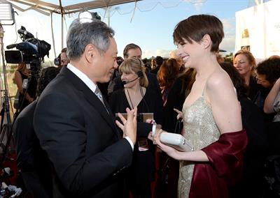 Anne Hathaway attends the Critics' Choice Movie Awards 2013 with Skinnygirl Cocktails at Barkar Hangar