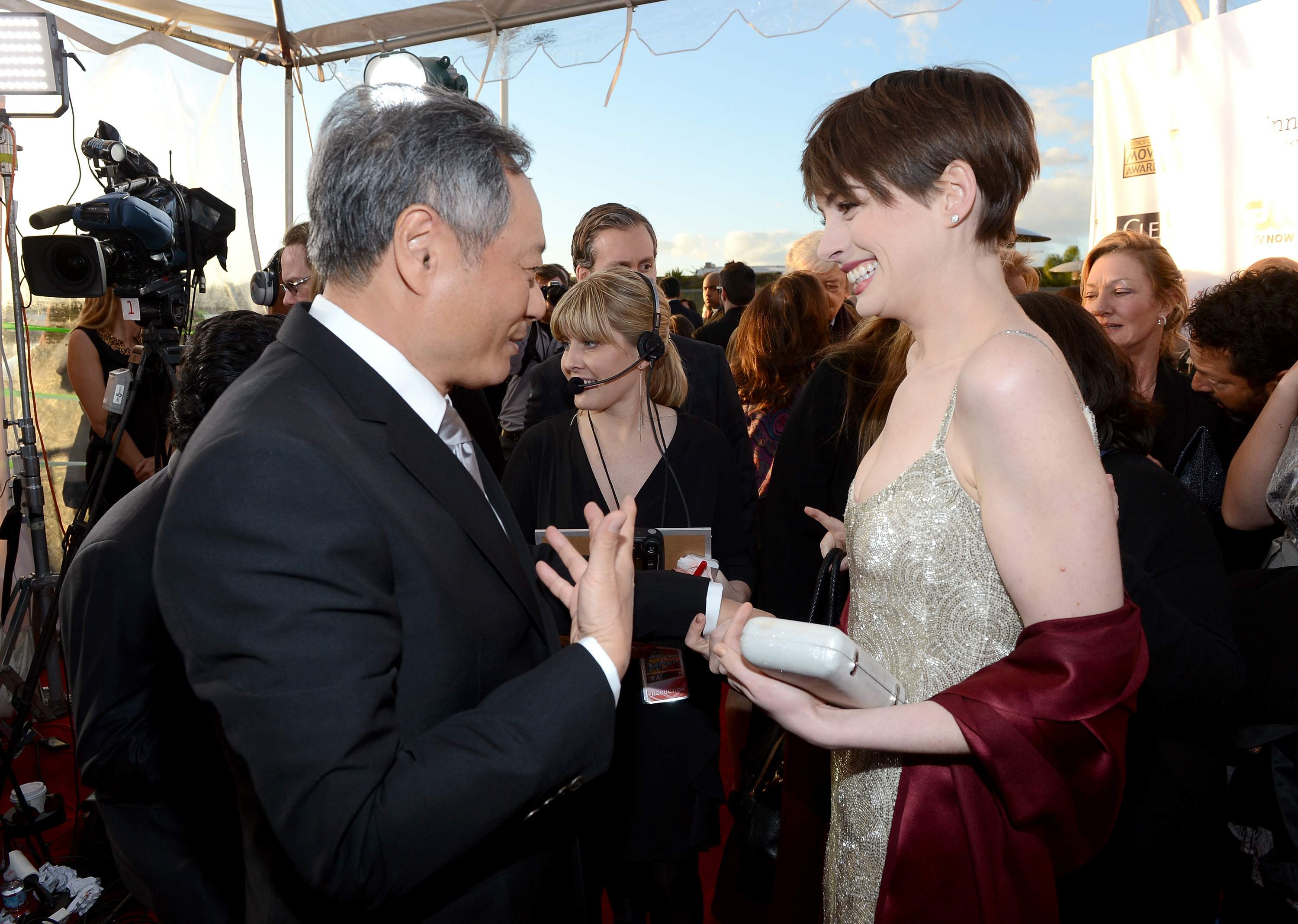 Anne Hathaway attends the Critics' Choice Movie Awards 2013 with Skinnygirl Cocktails at Barkar Hangar