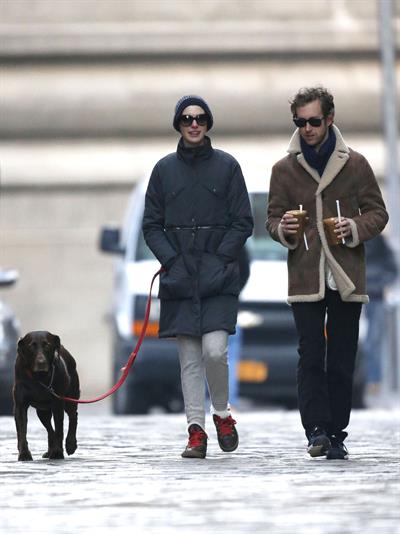 Anne Hathaway - out for a walk in NYC 1/8/13  