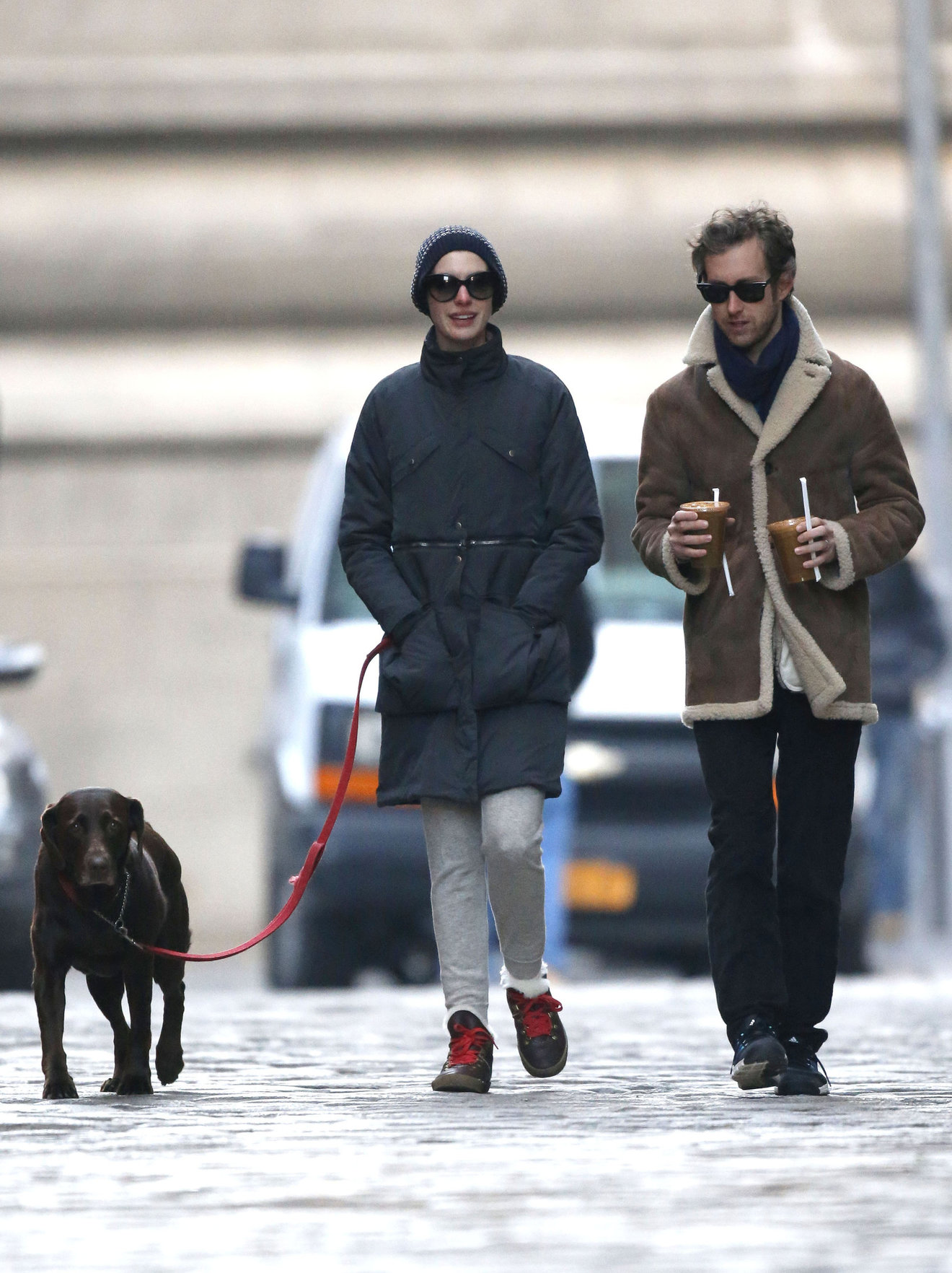 Anne Hathaway - out for a walk in NYC 1/8/13  