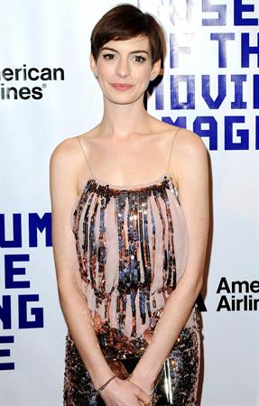 Anne Hathaway Attended the Museum of the Moving Image 27th Annual Black Tie Salute in New York Dec 11, 2012