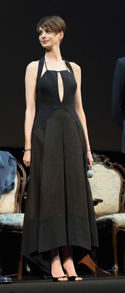 Anne Hathaway poses for photographers during an event to promote their latest movie 'Les Miserables' in Tokyo