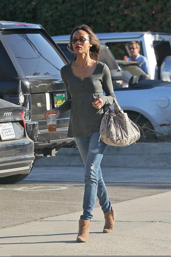 Zoe Saldana leaving a hair salon in West Hollywood - November 2, 2011
