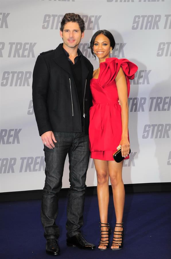 Zoe Saldana poses on the red carpet during the German premiere of the movie Star Trek April 16   