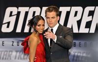Zoe Saldana poses on the red carpet during the German premiere of the movie Star Trek April 16   