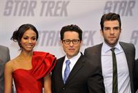 Zoe Saldana poses on the red carpet during the German premiere of the movie Star Trek April 16   