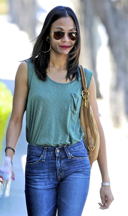 Zoe Saldana leaves a meeting in Beverly Hills April 27-2011 