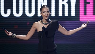 Jessica Alba at the American Music Awards at Nokia Theatre Los Angeles on November 21, 2010