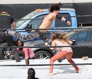 Jessica Alba wrestling in Los Angeles 09-04-12 