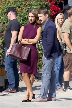 Jessica Alba “How to Make Love Like an Englishman” set candids in Los Angeles, November 4, 2013 