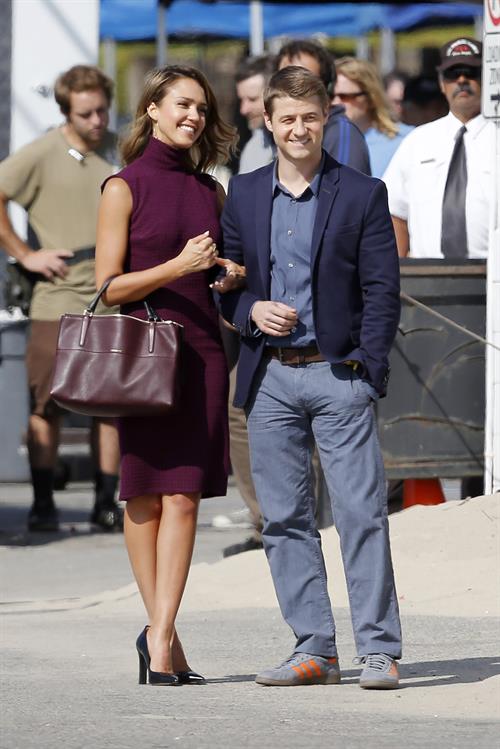 Jessica Alba “How to Make Love Like an Englishman” set candids in Los Angeles, November 4, 2013 