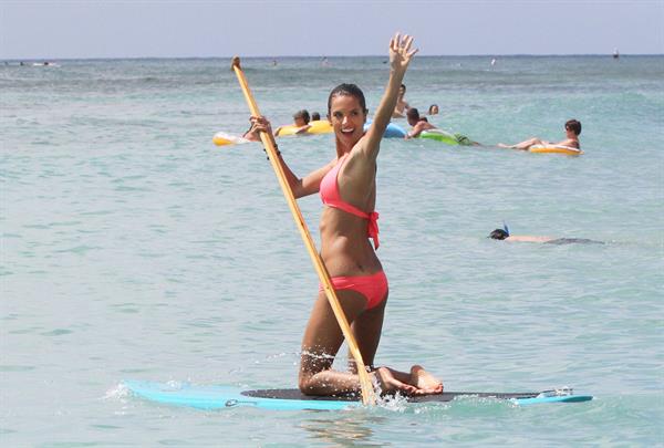 Alessandra Ambrosio paddleboarding in bikinis in Honolulu on October 12, 2011
