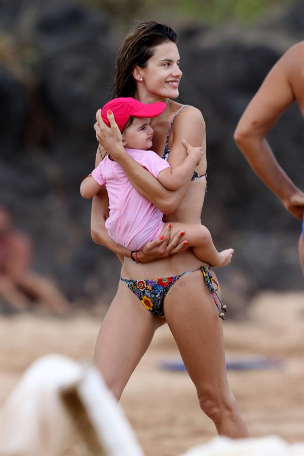 Alessandra Ambrosio on the beach in Hawaii on July 28, 2010 