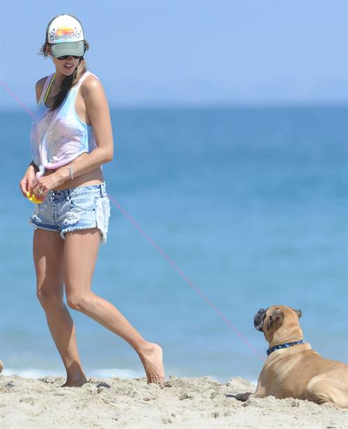 Alessandra Ambrosio playing beach volleyball in Malibu on July 7, 2012 