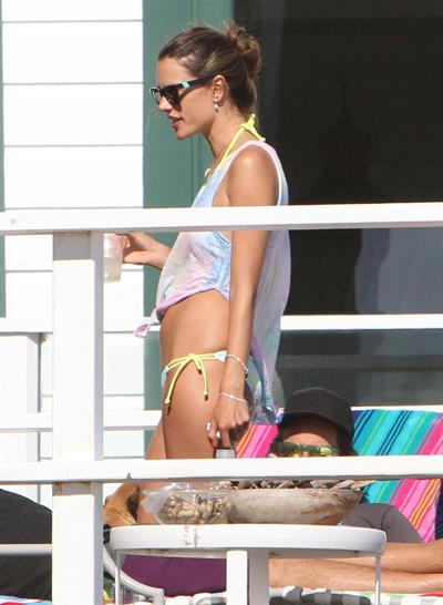 Alessandra Ambrosio playing beach volleyball in Malibu on July 7, 2012 