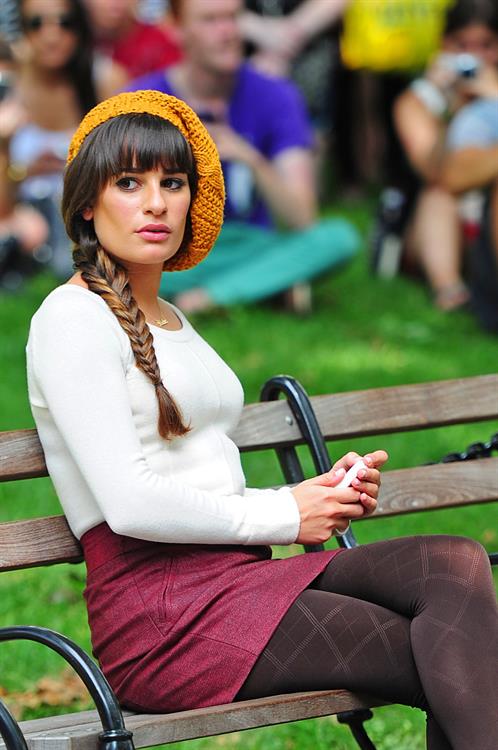 Lea Michele On the Glee set in Washington Square Park, NYC - August 11 2012