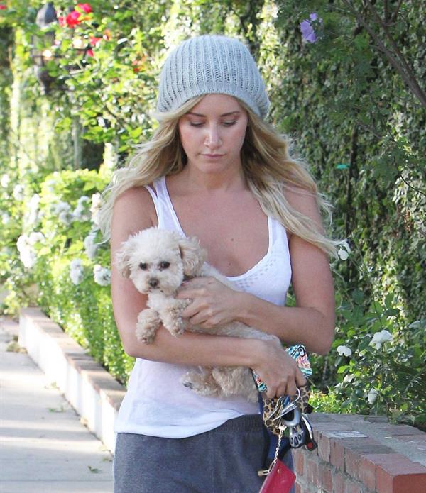 Ashley Tisdale leaving home in Studio City on May 23, 2012 