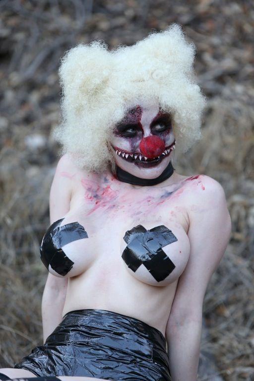 Courtney Stodden as a topless evil clown