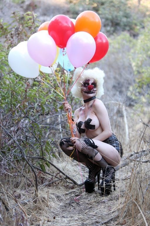 Courtney Stodden as a topless evil clown