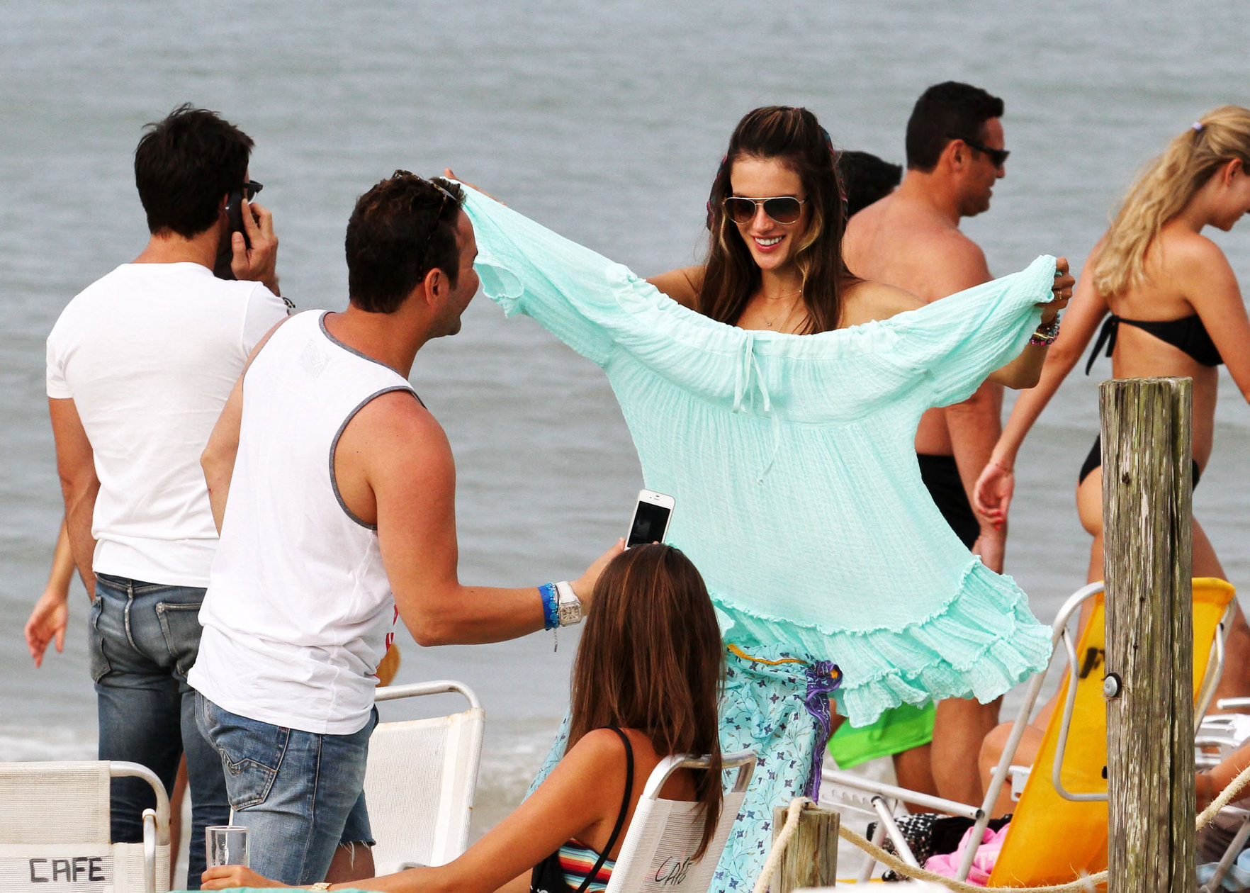 Alessandra Ambrosio - beach candids in LA 1/3/12  