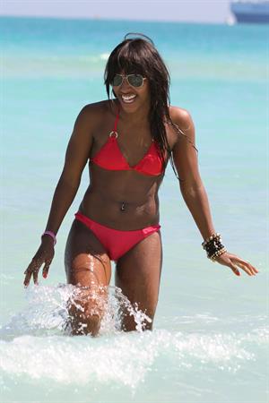 Alexandra Burke bikini candids Miami March 7, 2011 