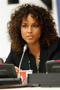 Alicia Keys attends the United Nations Social Innovation Summit in New York on May 5, 2012