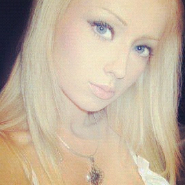 Valeria Lukyanova taking a selfie