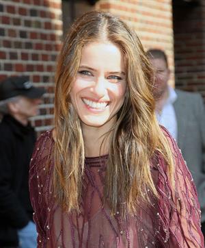 Amanda Peet arriving for David Letterman appearance on March 13, 2012