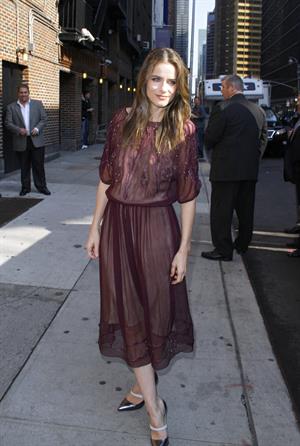 Amanda Peet arriving for David Letterman appearance on March 13, 2012