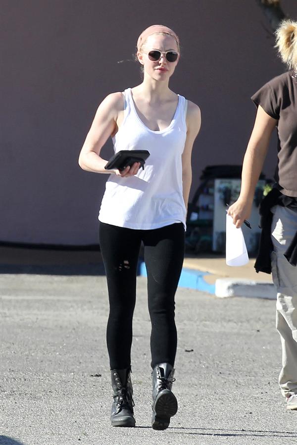 Amanda Seyfried on set of Lovelace in Los Angeles on January 5, 2012 