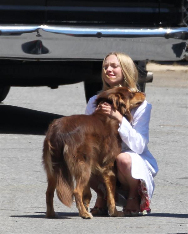 Amanda Seyfried on the set of The Wedding in Stamford on July 28, 2011