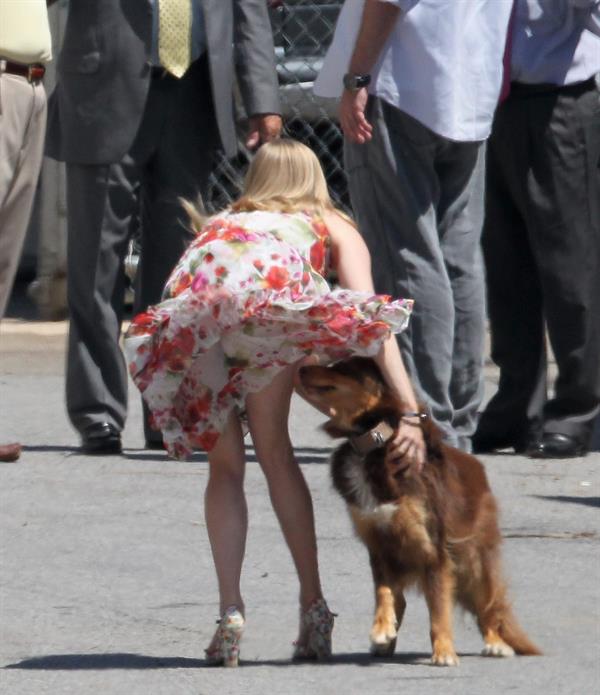 Amanda Seyfried on the set of The Wedding in Stamford on July 28, 2011