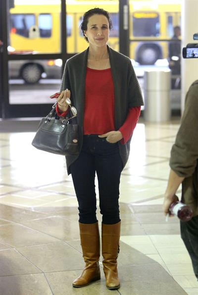 Andie MacDowell arriving on a flight at LAX airport December 7, 2012 