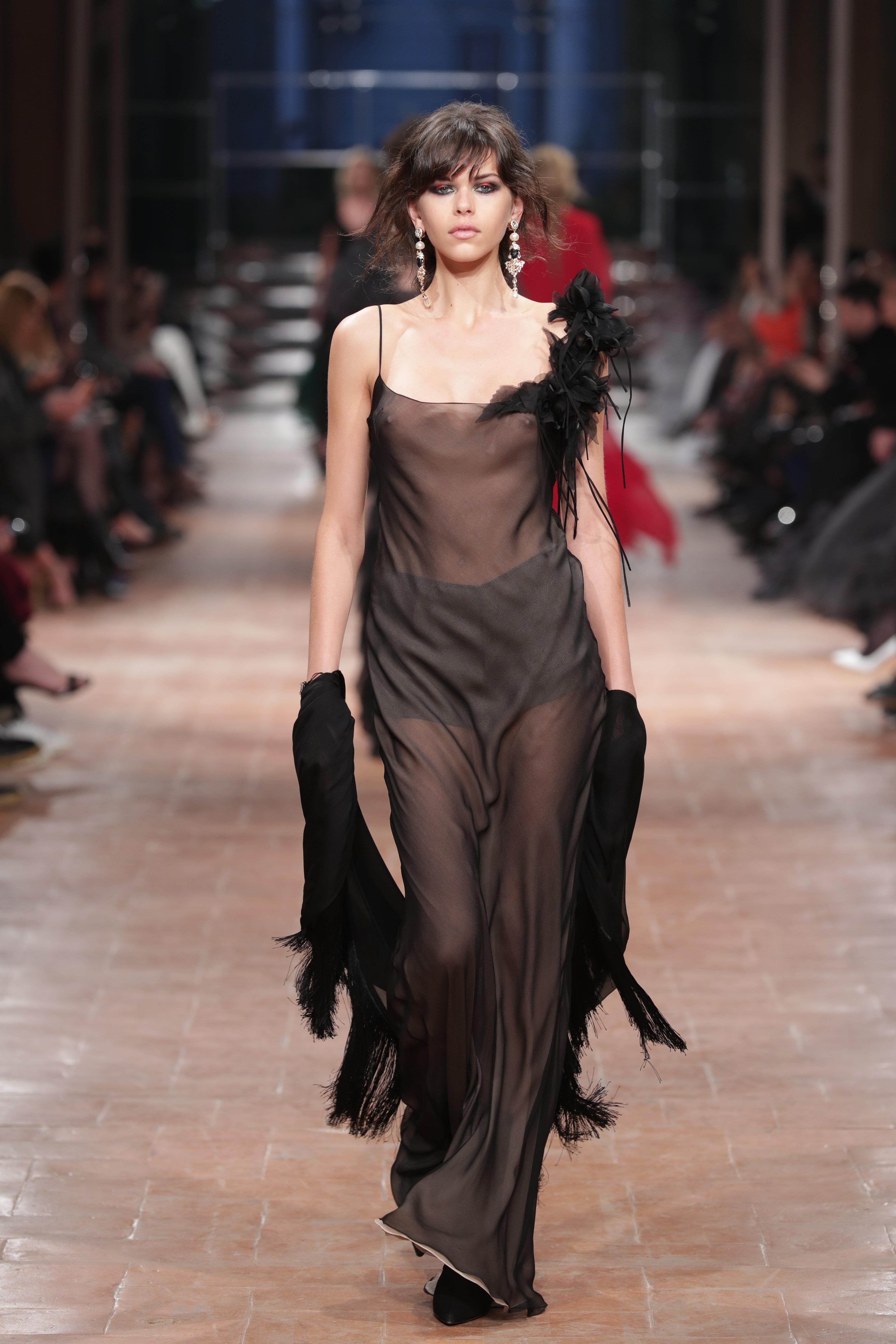 Georgia Fowler - See through top at Milan Fashion Week