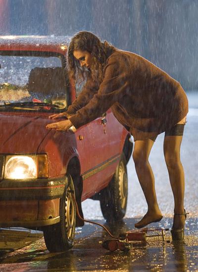 Anna Friel filming the BBC series The Street 