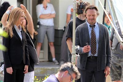 Anna Torv on the set of Fringe in Vancouver Canada on August 2, 2011