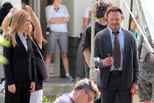 Anna Torv on the set of Fringe in Vancouver Canada on August 2, 2011