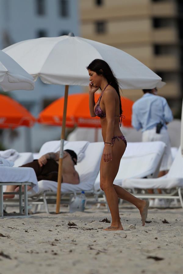 Arianny Celeste bikini candids on a beach in Miami on February 16, 2012