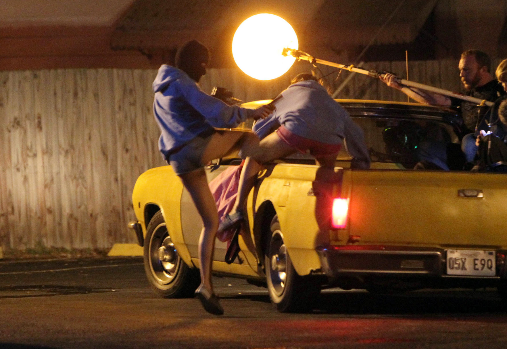 Ashley Benson and Vanessa Hudgens film Spring Breakers Florida on March 15, 2012