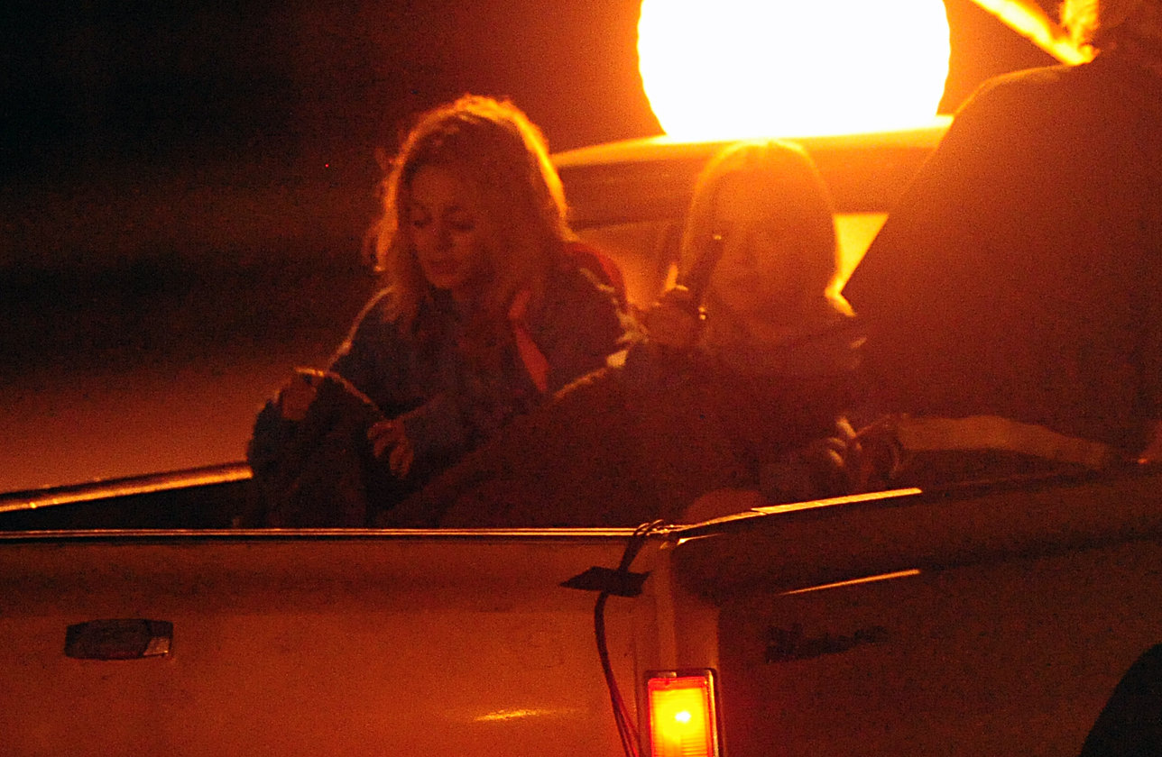 Ashley Benson and Vanessa Hudgens film Spring Breakers Florida on March 15, 2012