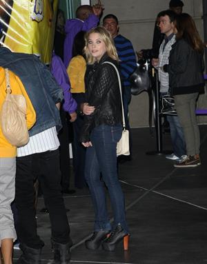 Ashley Benson arriving at the Staples Centre in Los Angeles on February 17, 2012