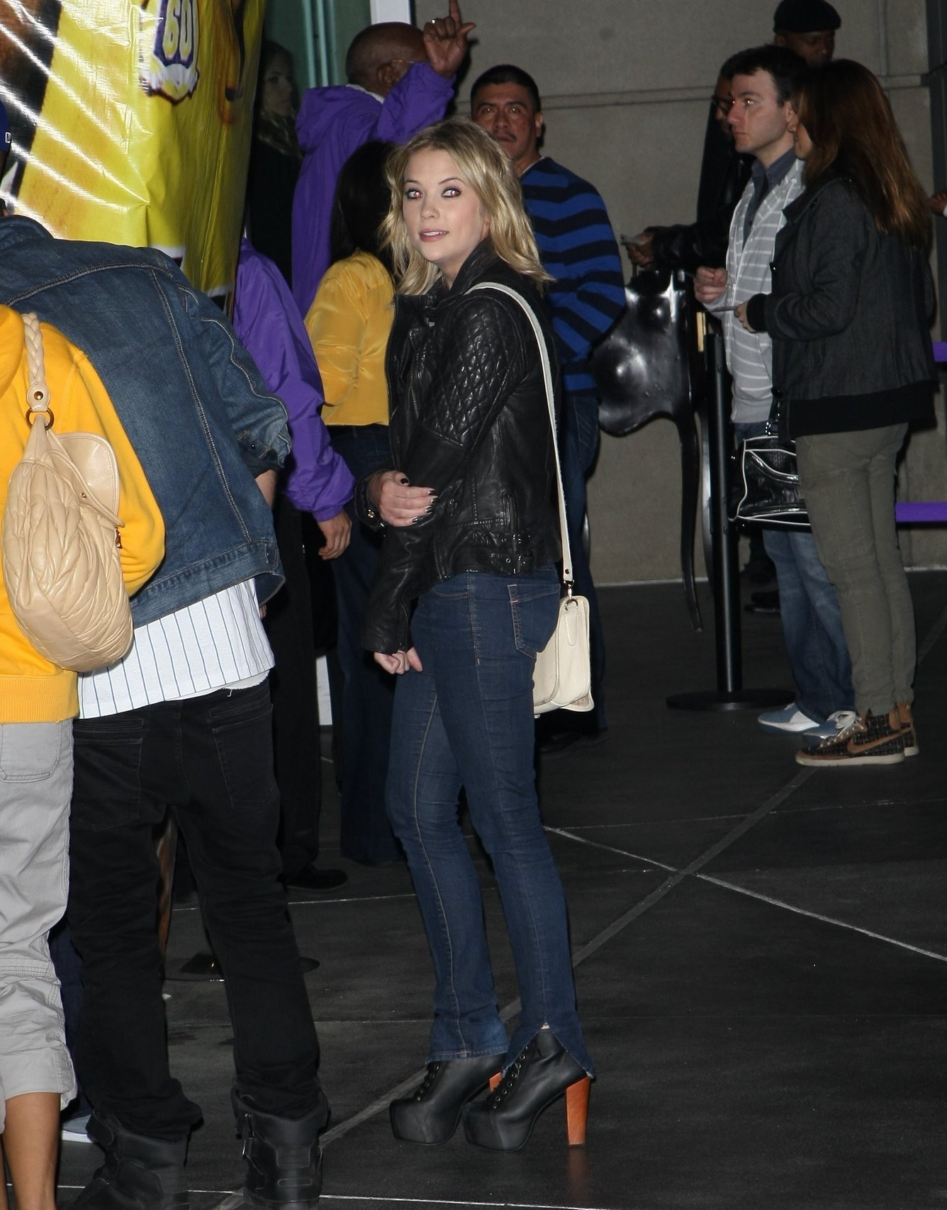 Ashley Benson arriving at the Staples Centre in Los Angeles on February 17, 2012
