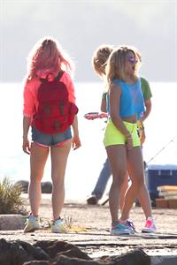 Ashley Benson and Hanessa Hudgens filming Spring Breakers Florida on March 12, 2012