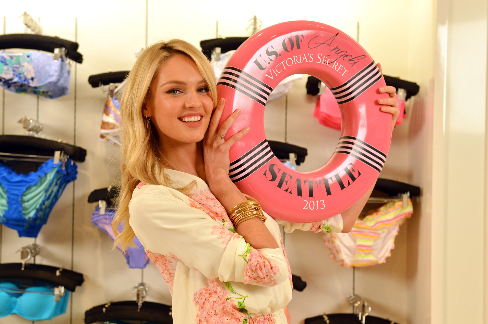 Candice Swanepoel Victoria's Secret U.S. Of Angels Swim Summer Tour Stops In Bellevue, Washington on July 10, 2013 