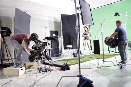 Catrinel Menghia - filming Fiat 500 Abarth ad  