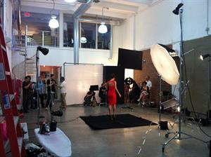 Catrinel Menghia - filming Fiat 500 Abarth ad  