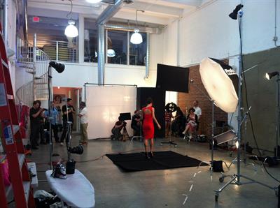 Catrinel Menghia - filming Fiat 500 Abarth ad  